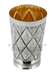 Diamond Cut Silver Kiddush Cup