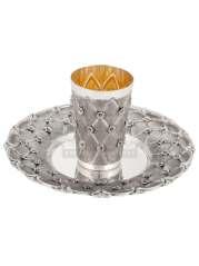 Flowers Silver Kiddush Cup and Coaster Set