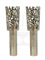 Sterling Silver Hammered Rimonim Set