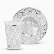 Beautiful Diamond Cut Silver Kiddush Set